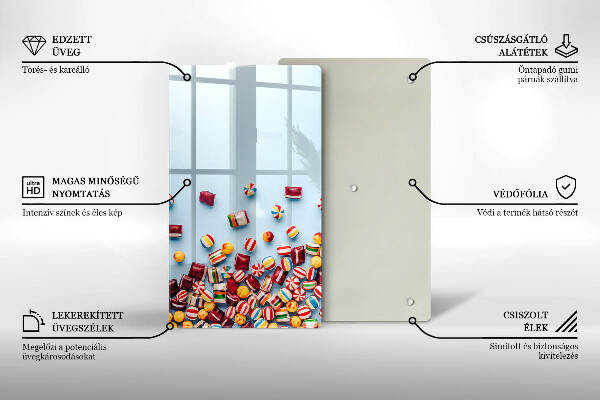 Tabla de cortar de vidrio Caramelos de colores