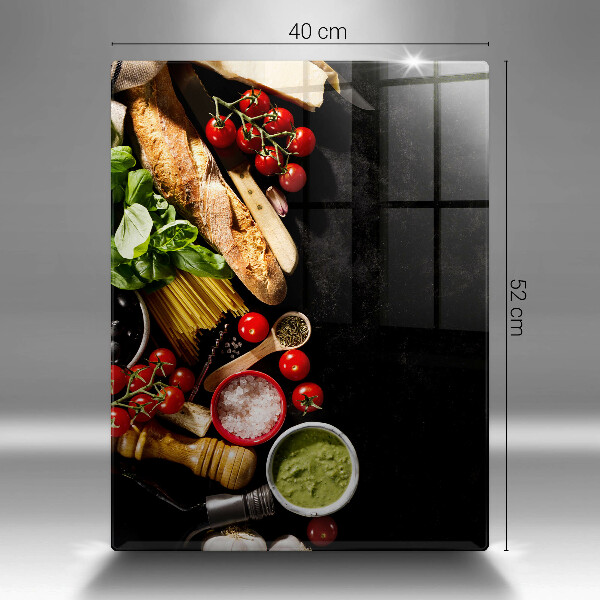 Tabla de cortar de vidrio Ingredientes y especias italianas