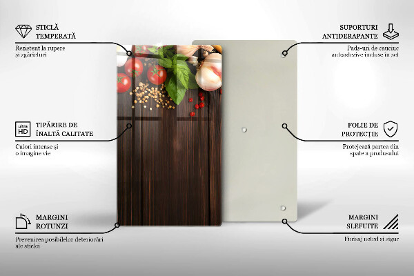 Tabla de cortar de vidrio Verduras en la mesa