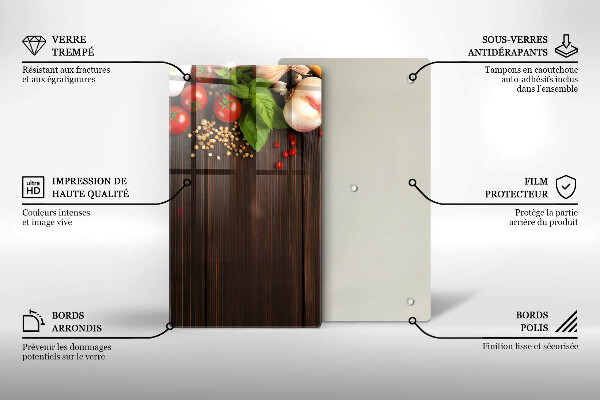Tabla de cortar de vidrio Verduras en la mesa