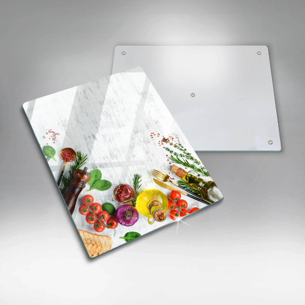 Tabla de cortar de vidrio Verduras y especias