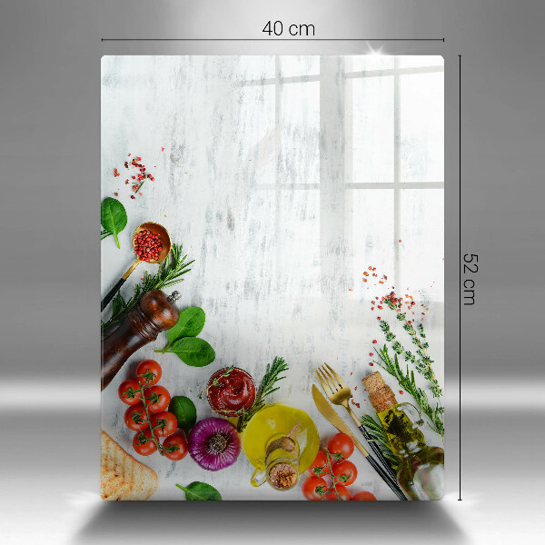 Tabla de cortar de vidrio Verduras y especias