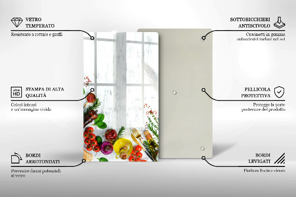 Tabla de cortar de vidrio Verduras y especias
