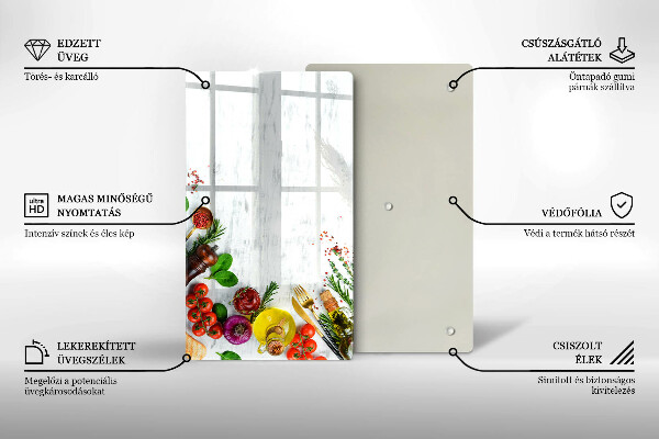 Tabla de cortar de vidrio Verduras y especias