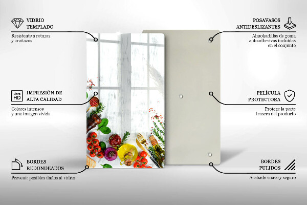Tabla de cortar de vidrio Verduras y especias
