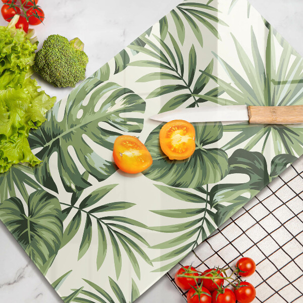 Tabla de cortar de vidrio Ilustración de hojas de monstera