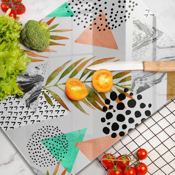 Tabla de cortar de vidrio Patrón de hojas boho