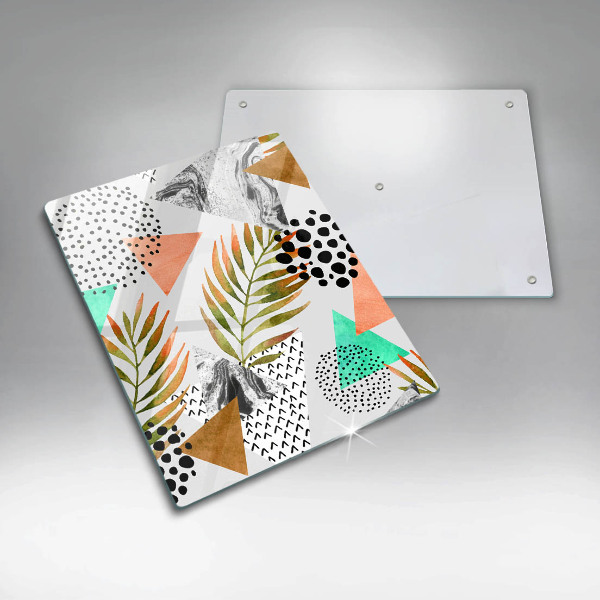 Tabla de cortar de vidrio Patrón de hojas boho