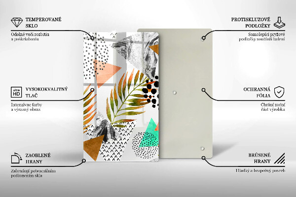 Tabla de cortar de vidrio Patrón de hojas boho