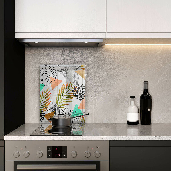 Tabla de cortar de vidrio Patrón de hojas boho