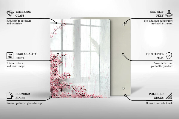 Tabla de cortar de vidrio Plumas de ave