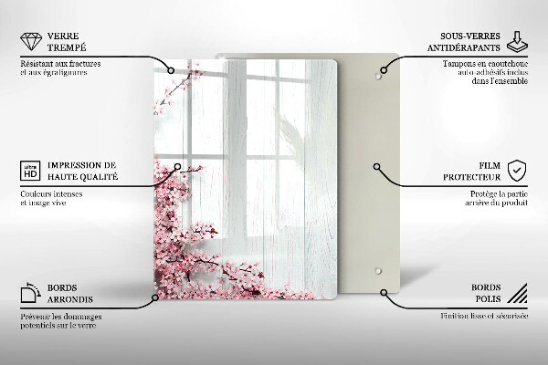 Tabla de cortar de vidrio Plumas de ave