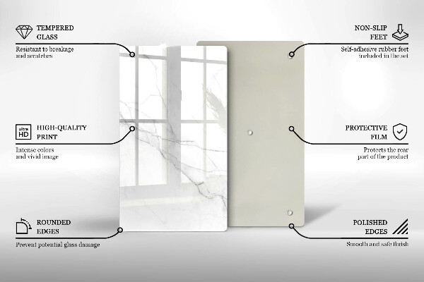 Tabla de cortar de vidrio Mármol blanco delicado