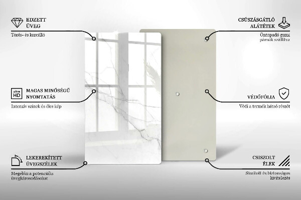 Tabla de cortar de vidrio Mármol blanco delicado