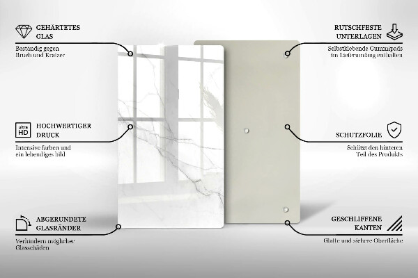 Tabla de cortar de vidrio Mármol blanco delicado
