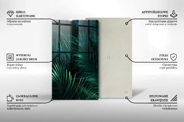 Tabla de cortar de vidrio Hojas de la selva salvaje