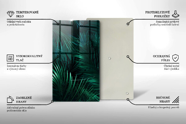Tabla de cortar de vidrio Hojas de la selva salvaje