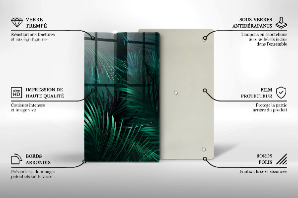 Tabla de cortar de vidrio Hojas de la selva salvaje