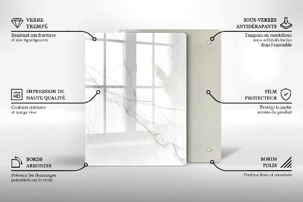Tabla de cortar de vidrio Mármol pastel