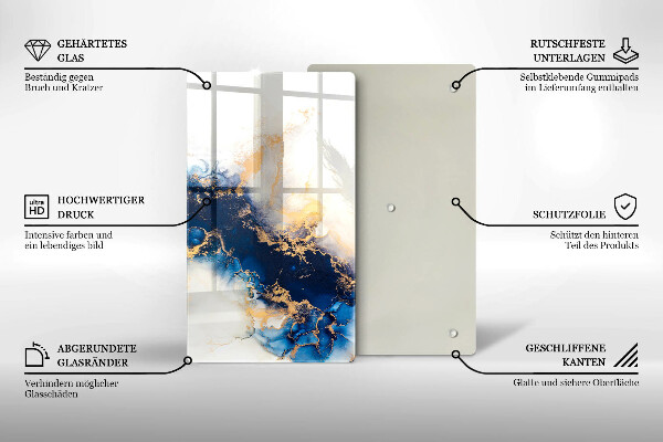 Tabla de cortar de vidrio Abstracción con azul