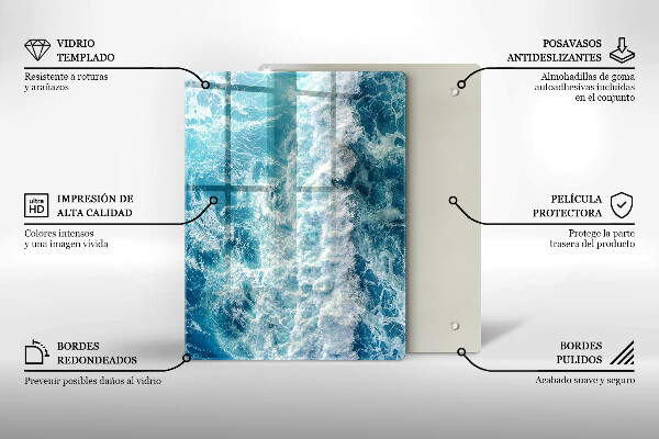 Tabla de cortar de vidrio Abstracción con azul