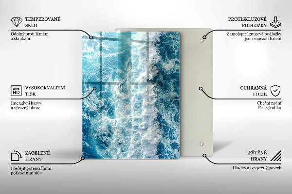 Tabla de cortar de vidrio Abstracción con azul