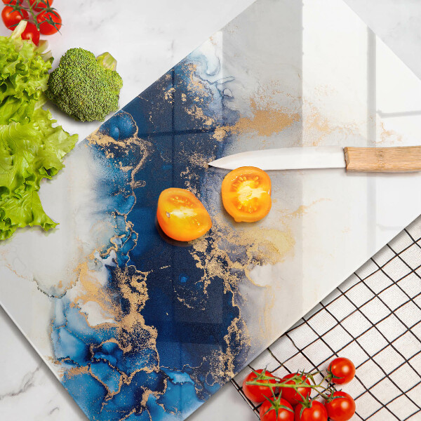 Tabla de cortar de vidrio Abstracción con azul