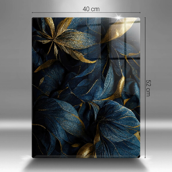 Tabla de cortar de vidrio Hojas decorativas con oro