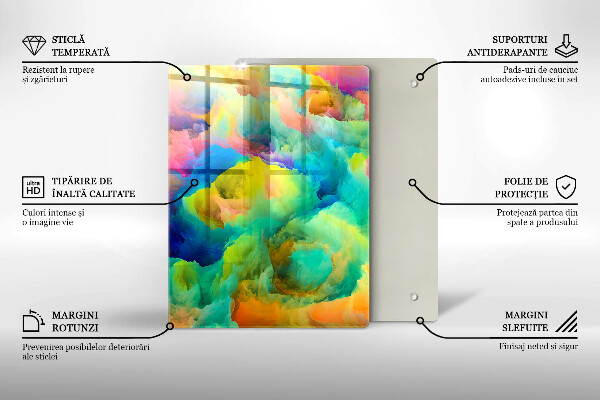 Tabla de cortar de vidrio Hojas decorativas con oro