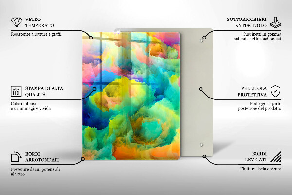 Tabla de cortar de vidrio Hojas decorativas con oro