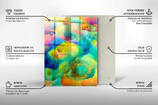 Tabla de cortar de vidrio Hojas decorativas con oro