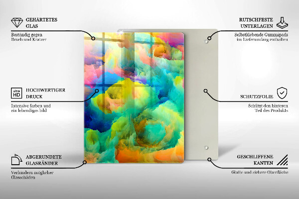 Tabla de cortar de vidrio Hojas decorativas con oro