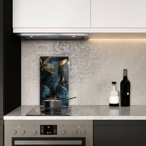 Tabla de cortar de vidrio Hojas decorativas con oro