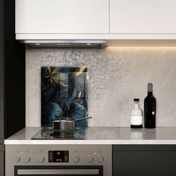 Tabla de cortar de vidrio Hojas decorativas con oro