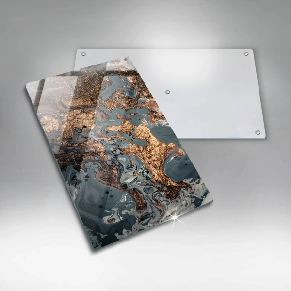 Tabla de cortar de vidrio Roca decorativa con oro