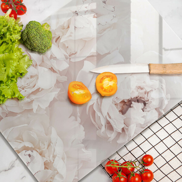 Tabla de cortar de vidrio Peonías pastel