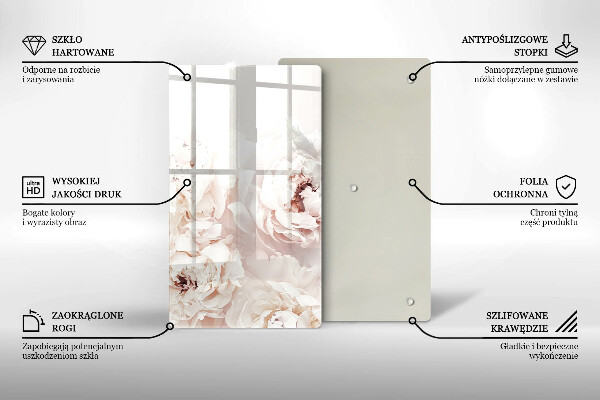 Tabla de cortar de vidrio Peonías pastel