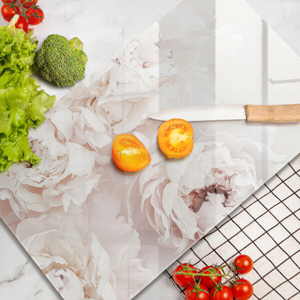 Tabla de cortar de vidrio Peonías pastel