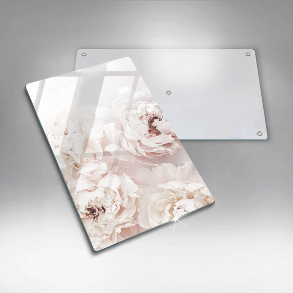 Tabla de cortar de vidrio Peonías pastel