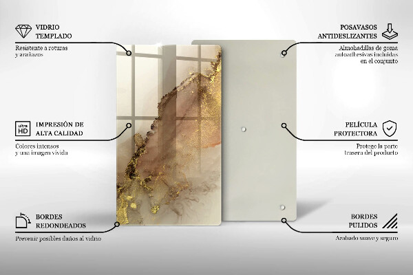 Tabla de cortar de vidrio Abstracción de oro