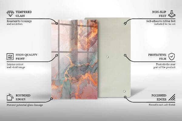 Tabla de cortar de vidrio Mármol con oro