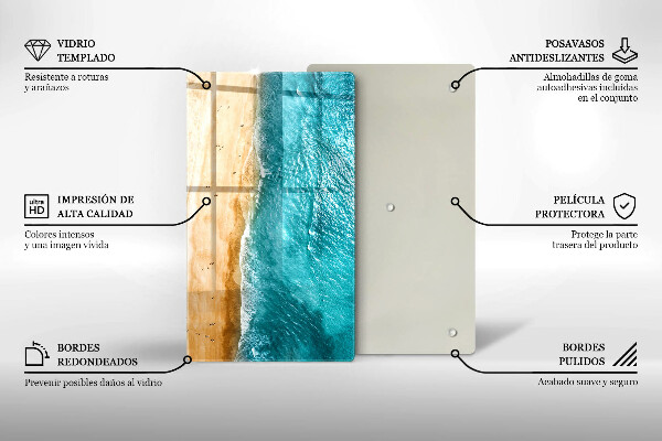 Tabla de cortar de vidrio Orilla de la playa y mar