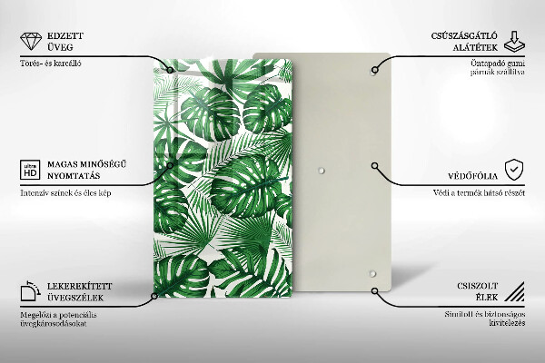 Tabla de cortar de vidrio Hojas de monstera