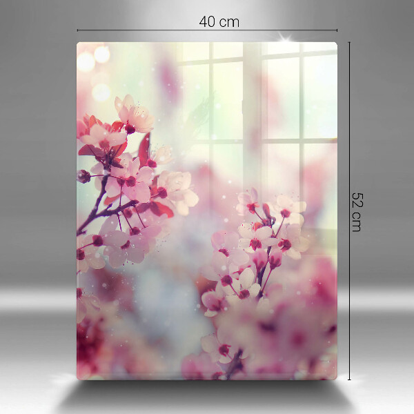 Tabla de cortar de vidrio Flores rosadas de primavera