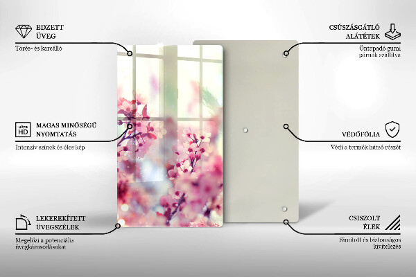 Tabla de cortar de vidrio Flores rosadas de primavera