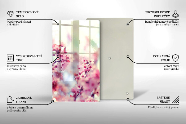 Tabla de cortar de vidrio Flores rosadas de primavera