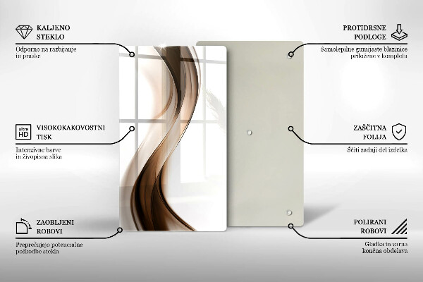 Tabla de cortar de vidrio Líneas marrones abstractas