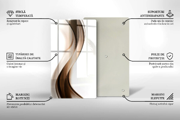 Tabla de cortar de vidrio Líneas marrones abstractas