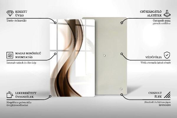 Tabla de cortar de vidrio Líneas marrones abstractas