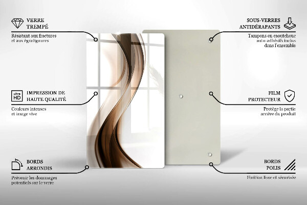 Tabla de cortar de vidrio Líneas marrones abstractas